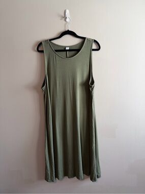 Old Navy Olive Green Sleeveless Swing Dress XXL Jersey Knit Casual Midi